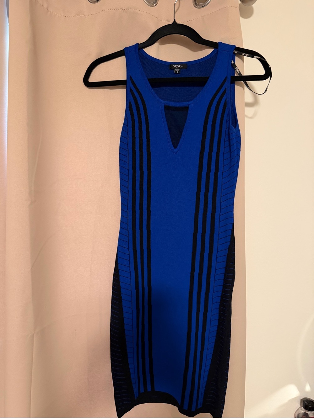XOXO Cobalt Blue & Black Sleeveless Midi Bodycon Dress